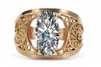 Pierścionek Vintage unikatowe Cyrkonia Oryginalny wyrób Vintage 14k z różowego złota vrc057r